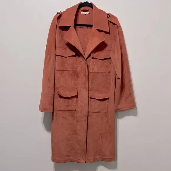 Tularosa Vanessa Rust Faux Suede Trench Coat Size M